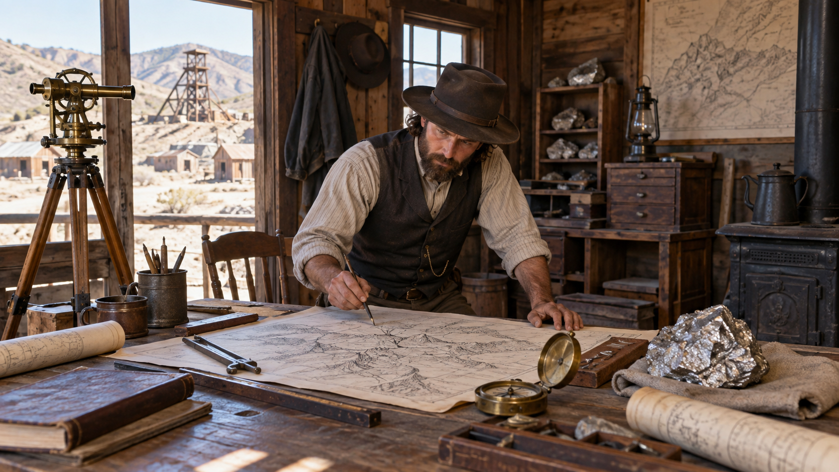 Illustrated historical reconstruction for What a Silver City Map Can Prove About Mining—and What It Cannot.