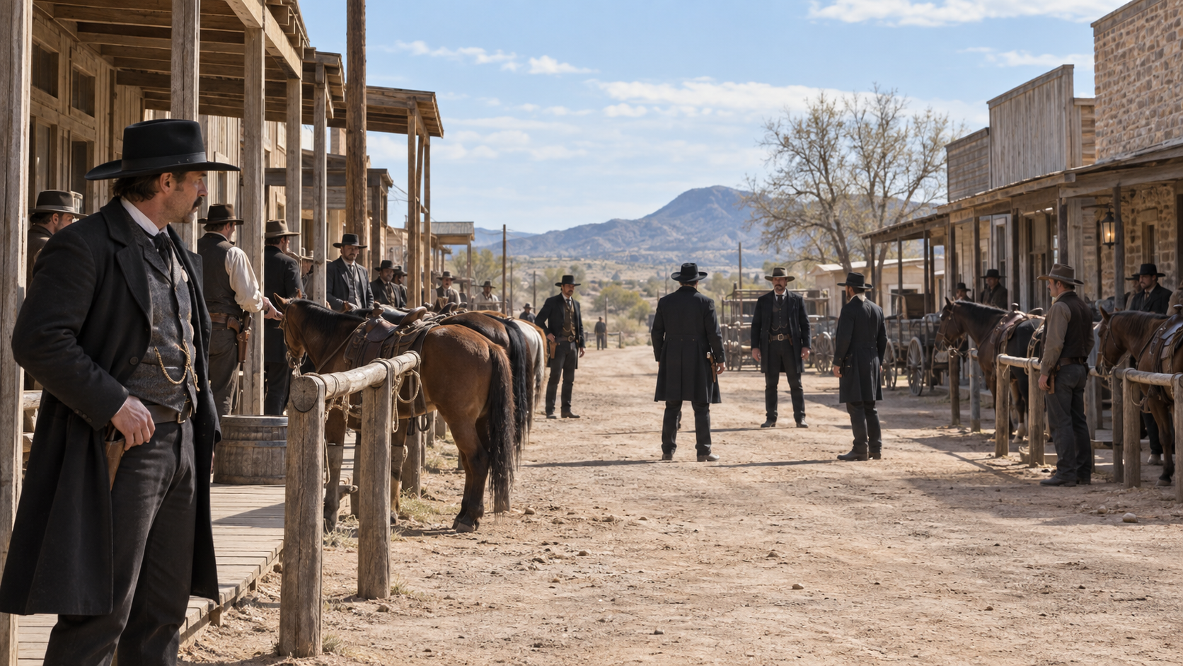 Illustrated historical reconstruction for The O.K. Corral Gunfight Was Short. The Story Became Huge..